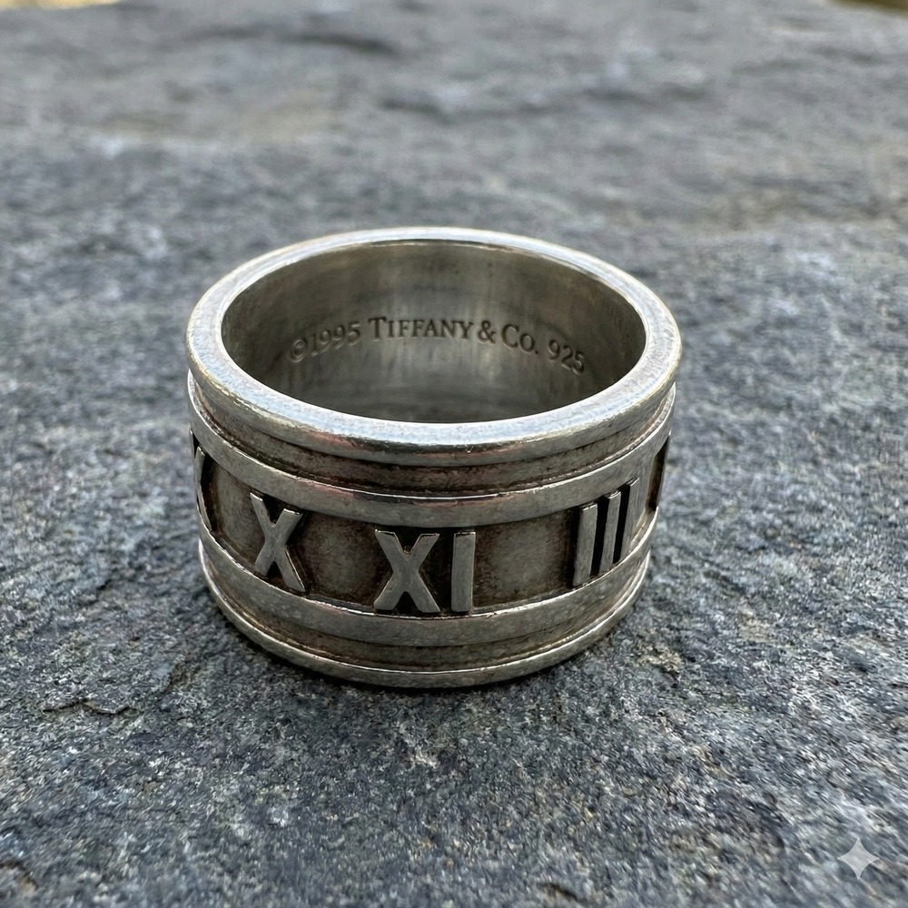 Authentic Tiffany & Co Atlas Wide Band Ring Sterling‎ Silver 925 Size 6 10.1g